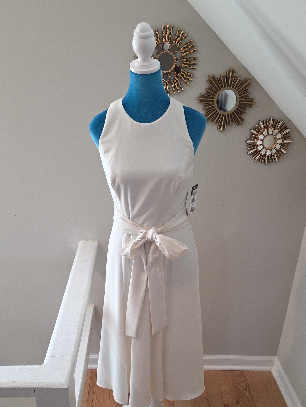 Lauren Ralph Lauren Cream Halter Tie-Waist Midi Dress